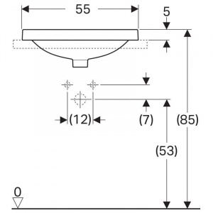 VariForm Раковина встраиваемая в столешницу овальной формы, 55х45 см, с отв. под смеситель, с отв. перелива (500.720.01.2)